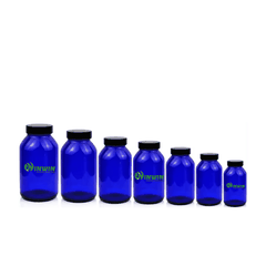 Hũ thủy tinh tròn miệng rộng màu xanh dương 60ml - 500ml