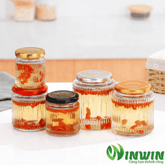Hũ thủy tinh tròn sọc 150ml 200ml 280ml 380ml 500ml