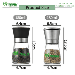 Hũ thủy tinh xay gia vị 180ml