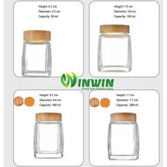 Hũ thủy tinh vuông 50ml 100ml 180ml 280ml 360ml 500ml 750ml