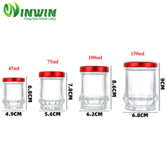 Hũ thủy tinh đáy sen cao 45ml 75ml 100ml 150ml