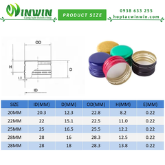 Nắp nhôm vặn 18mm - 28mm màu xanh lá