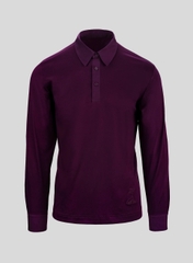 Áo Polo Nam Dài Tay Dệt Thoi Cotton Lụa -  Burgundy