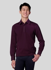 Áo Polo Nam Dài Tay Dệt Thoi Cotton Lụa -  Burgundy