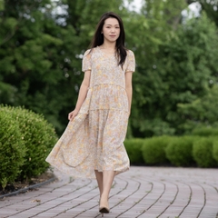 Váy Midi Lụa In Hoa Hồng