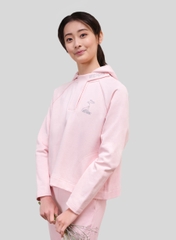 Áo Hoodie Nữ Chui Đầu Dệt Kim Có Mũ - Hồng