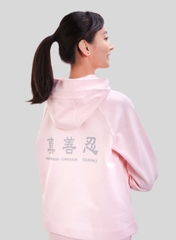 Áo Hoodie Nữ Chui Đầu Dệt Kim Có Mũ - Hồng