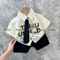 T070-Set sơ mi cà vạt bé trai