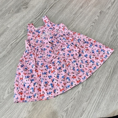 V072-Váy 2 dây hoa nhí hồng thắt nơ lưng (10-19kg)