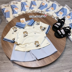 T762-Bộ polo cotton gấu mỏ neo xanh (11.30kg)