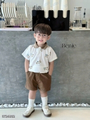 T311-Set áo polo Hey nâu quần kaki