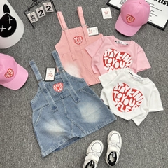 G100-Set 3ct áo yếm jean kèm mũ (10-30kg)