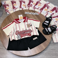 T758-Bộ polo cotton chữ N kẻ đỏ (11.30kg)