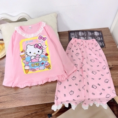 G609-Bộ dài cotton Kitty ren (18.28.580)