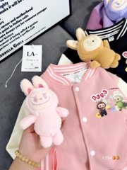 K060-Áo khoác nỉ 2 da labubu hồng