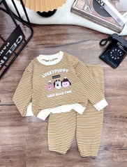 T475-Bộ zip dài kẻ cún Puppy (08.16.251)