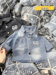 K077-Áo khoác jean xanh túi BB