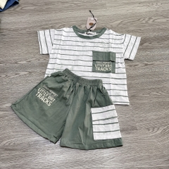 T454-Bộ cộc cotton kẻ xanh loang (13.17.350)