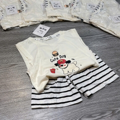 T699-Bộ SN kẻ cute dog kem (06.15kg)