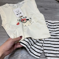 T699-Bộ SN kẻ cute dog kem (06.15kg)