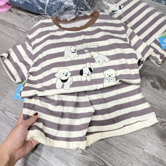 T701-Bộ cotton cộc cún kẻ nâu (16.30kg)