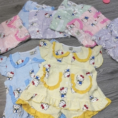 B573-Bộ đũi hàn cánh tiên Kitty kẻ 18/XL (13-16kg)