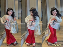 G929-Set áo Mickey lệch quần bi loe đỏ (12.28kg)