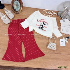 G929-Set áo Mickey lệch quần bi loe đỏ (12.28kg)