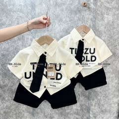 T070-Set sơ mi cà vạt bé trai
