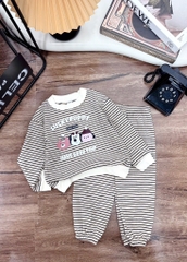 T475-Bộ zip dài kẻ cún Puppy (08.16.251)