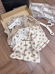 B371-Set pijama đũi tone nâu (08.24.125)