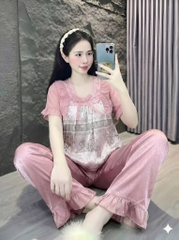 N040-Pijama 40-60kg Cộc Quần Dài Lụa Xước