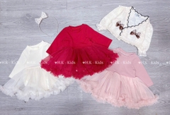 BD064-Váy body khoác ren kèm bờm nơ