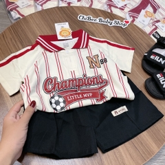 T758-Bộ polo cotton chữ N kẻ đỏ (11.30kg)