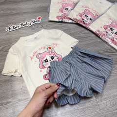 G896-Bộ cộc cotton bé Cry q bí (07.13kg)