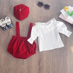 BD148-Set 3 món yếm nhung đỏ (03.10kg)