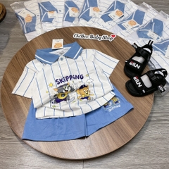 T761-Bộ polo cotton mèo Tom kẻ xanh (11.30kg)
