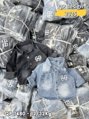 K077-Áo khoác jean xanh túi BB