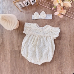 BD088-Body suit linen hoa nhí nâu