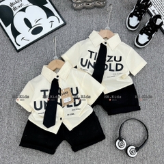 T070-Set sơ mi cà vạt bé trai