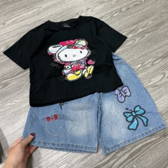 A443-Áo croptop Kitty đen (08.16kg)