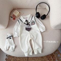 BD042-Body dài len mỏng cà vạt bé trai