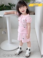 G494-Set áo polo chó hồng cv ôm (07.24.279)