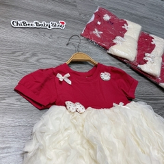 V454-Váy cộc cotton Kitty đỏ gợn sóng (06.13kg)