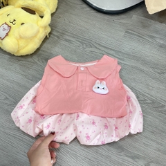 G535-Set áo thỏ hồng quần bí (07.16.756)