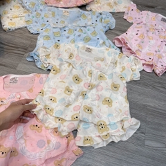B519-Bộ pijama gấu cổ ren 2 túi (10.18kg)