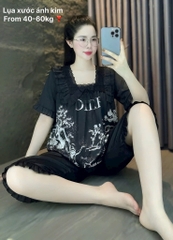 N046-Pijama Freesize CL Lụa Xước Cổ Ren