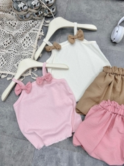 G179-Set áo 2 dây nơ thông hơi quần bí (9-16kg)