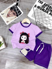 G101-Bộ thun cotton tàu bé gái (14-17kg)