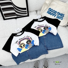 G078-Set áo ráp lăng đen cv jean